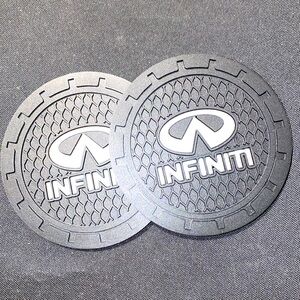 HYUNDAI INFINITI 2 Cup Holders w/Logo & Name (Black & White)